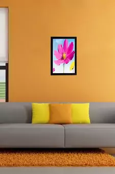 Pink & Yellow Flower Matt Textured UV Art Painting