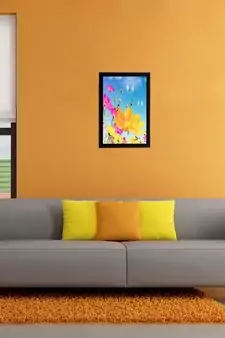 Pink & Yellow Flower Matt Textured UV Art Painting