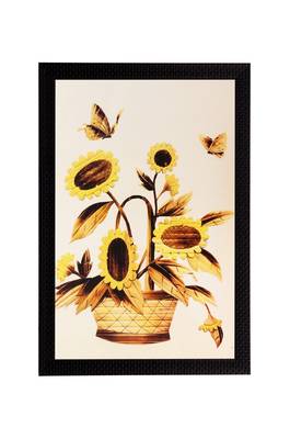 Yellow Dry Floral Matt Textured UV Art Painting 1