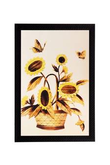 Yellow Dry Floral Matt Textured UV Art Painting
