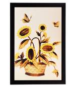 Yellow Dry Floral Matt Textured UV Art Painting