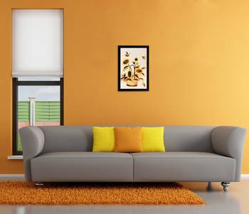 Yellow Dry Floral Matt Textured UV Art Painting 2