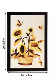 Yellow Dry Floral Matt Textured UV Art Painting