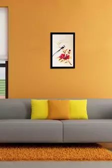 Bird & Flower Matt Textured UV Art Painting
