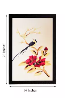 Bird & Flower Matt Textured UV Art Painting