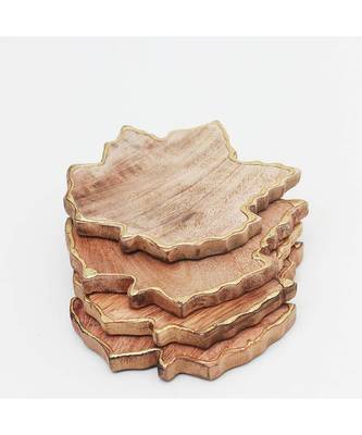 Maple Leaf Wooden Coasters 1