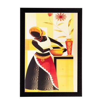 Woman with Pot Matt Textured UV Art Painting 1