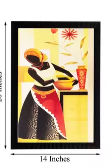Woman with Pot Matt Textured UV Art Painting