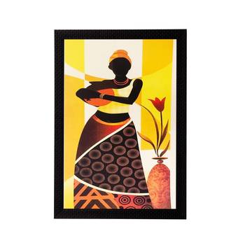 Woman with Pot Matt Textured UV Art Painting 1