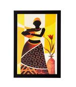 Woman with Pot Matt Textured UV Art Painting