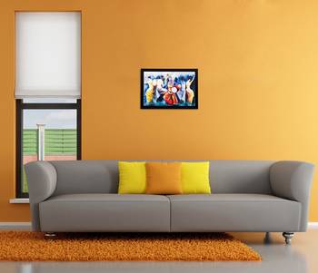 Dancing Village Couples Matt Textured UV Art Painting 2
