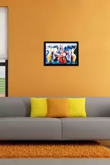 Dancing Village Couples Matt Textured UV Art Painting