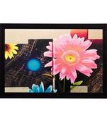 Blue & Pink Floral Matt Textured UV Art Painting