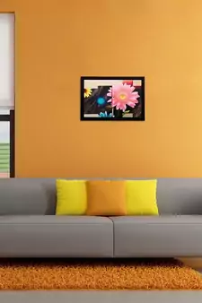 Blue & Pink Floral Matt Textured UV Art Painting