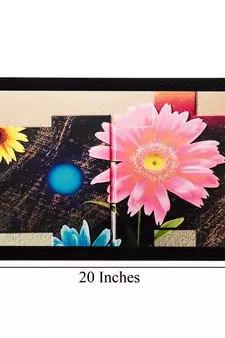 Blue & Pink Floral Matt Textured UV Art Painting