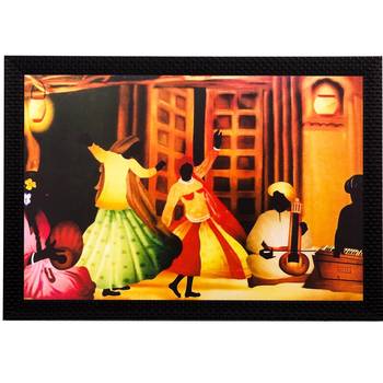 Dancing Village Women Matt Textured UV Art Painting 1