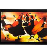 Dancing Village Women Matt Textured UV Art Painting