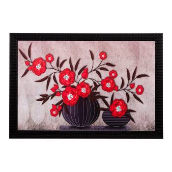 Red Floral Matt Textured UV Art Painting 1