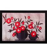 Red Floral Matt Textured UV Art Painting