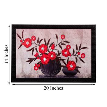 Red Floral Matt Textured UV Art Painting 3