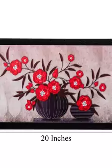 Red Floral Matt Textured UV Art Painting