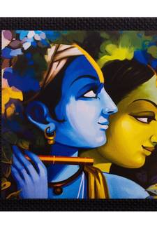 Radha Krishna Satin Matt Texture UV Art Painting