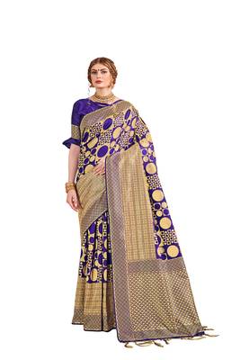 Voilet woven art silk saree with blouse 1
