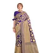 Voilet woven art silk saree with blouse