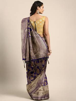 Voilet woven art silk saree with blouse 2