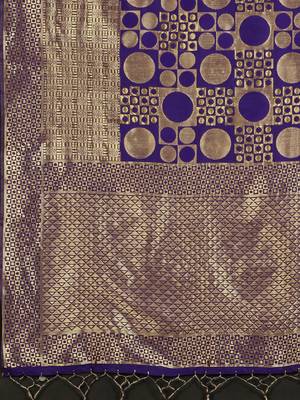 Voilet woven art silk saree with blouse 3