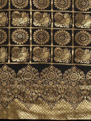 Black woven art silk saree with blouse 4