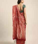 Red woven art silk saree with blouse