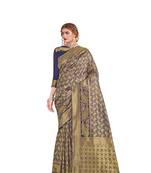 blue woven art silk saree with blouse