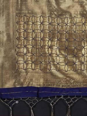 blue woven art silk saree with blouse 3
