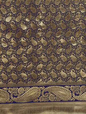 blue woven art silk saree with blouse 4