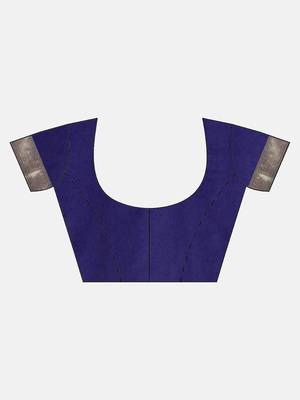 blue woven art silk saree with blouse 5
