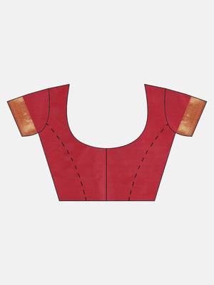 Rust woven art silk saree with blouse 5