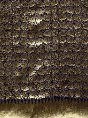 blue woven art silk saree with blouse 4