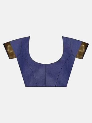 blue woven art silk saree with blouse 5
