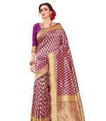 purple woven art silk saree with blouse