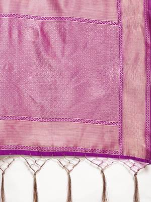 purple woven art silk saree with blouse 3