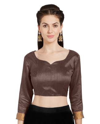 Brown Art Silk Readymade Party Saree Blouse 1