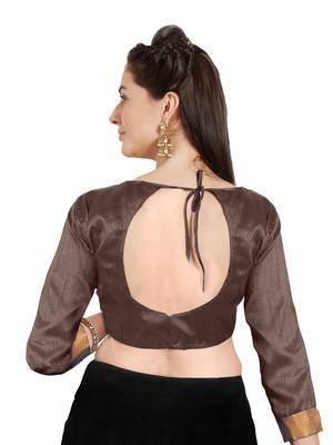 Brown Art Silk Readymade Party Saree Blouse 2