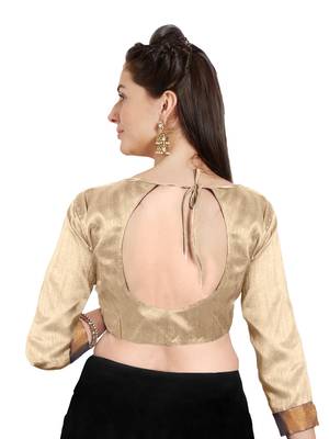 Beige Art Silk Readymade Party Saree Blouse 2