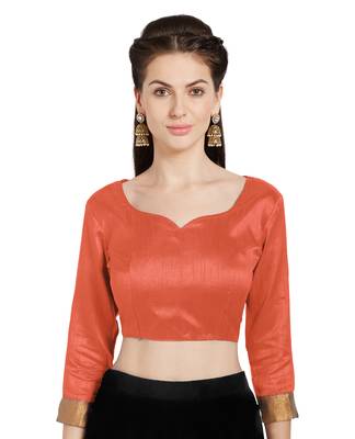 Orange Art Silk Readymade Party Saree Blouse 1