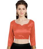 Orange Art Silk Readymade Party Saree Blouse