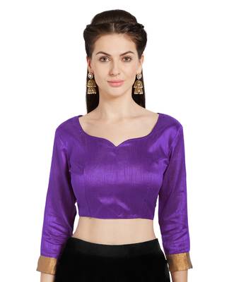 Purple Art Silk Readymade Party Saree Blouse 1