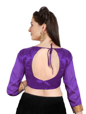 Purple Art Silk Readymade Party Saree Blouse 2