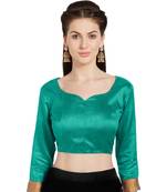Teal Art Silk Readymade Party Saree Blouse