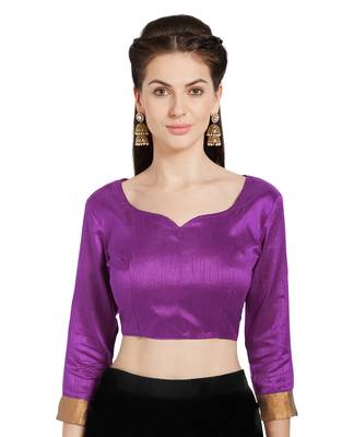Wine Art Silk Readymade Party Saree Blouse 1